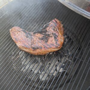 Flame-grilled tri-tip on the grill